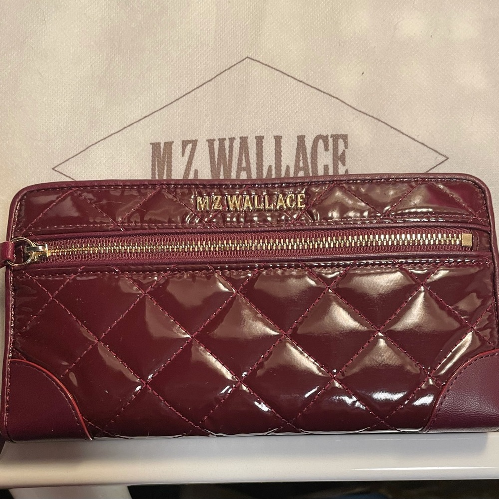 MZ Wallace Patent Leather Burgundy Long Wallet